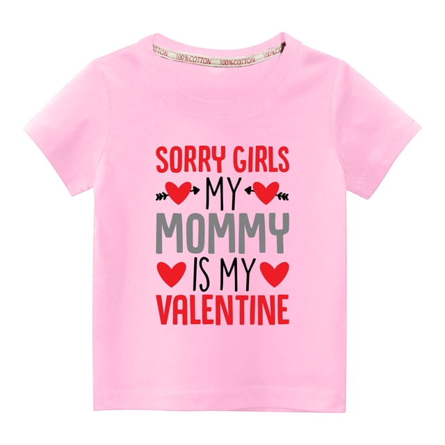 Penkiiy Haut à Manches Courtes Imprimé Cœur pour Enfants Garçons Filles, Col Rond, Couleur Unie, 3-4 Ans, Rose