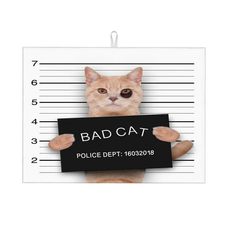 

Dish Drying Mat Cat Police Microfiber Absorbent Drying Mats Reversible Kitchen Countertop Protector Dishes Drainer Rack Pad 18x24 Inch