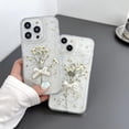 thumbnail image 6 of for iPhone 12 Pro Max [White Flower Bow Case][Full Star Real Flower Gold Foil Transparent Case][Press Dry Real Flower with Bracelet Case] Soft TPU for Women and Girls 6.7", 6 of 14