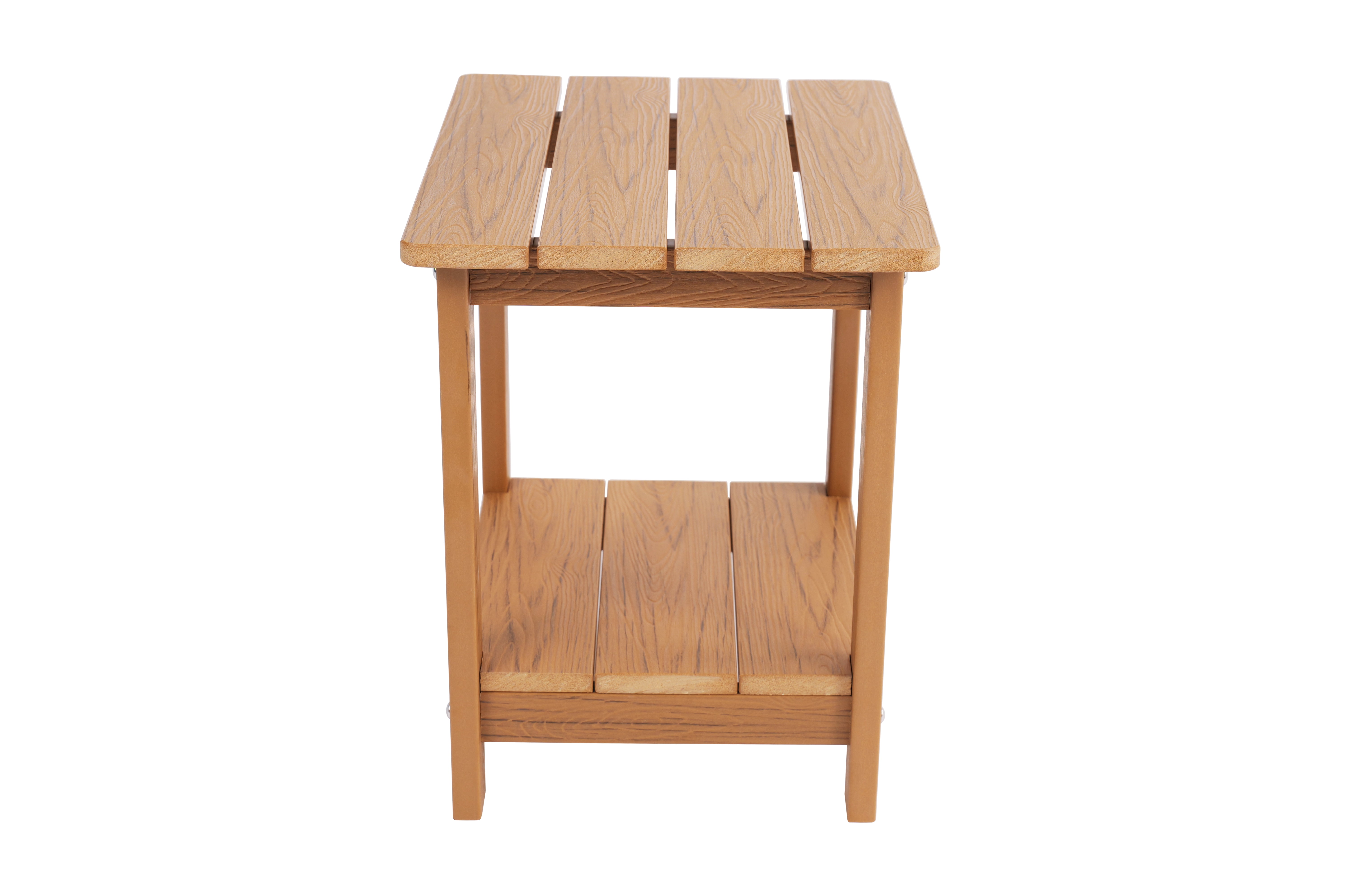 Stylish 2‑Tier Outdoor Side Table, Weather‑Resistant HIPS Patio End Table for Yard Snacks & Afternoon Relaxation, Matching Adirondack Chairs