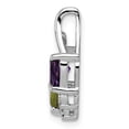 thumbnail image 4 of Auriga Fine Jewelry 925 Sterling Silver Rhodium-plated Amethyst & Peridot Diamond Pendant for Women (L -19mm, W -11mm), 4 of 6