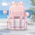 thumbnail image 3 of Plaid Pattern Kawaii Backpack Decorative Chain Pendant Spine Support Waterproof Large Capacity Back To School Casual Bookbag, 3 of 4