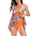 thumbnail image 3 of Womens Halter Tankini Swimsuits One Piece Tummy Control Bathing Suits V Neck Swimdress, 3 of 7
