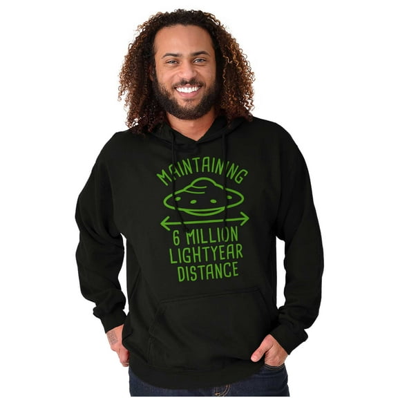 Funny Antisocial Social Distance UFO Unisex Plus Fleece Graphic Hoodie Brisco Brands 2X