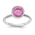 thumbnail image 3 of Sterling Silver Rhodium-plated w/Pink & White CZ and Blue Glass Ring Set QR6311, 3 of 6