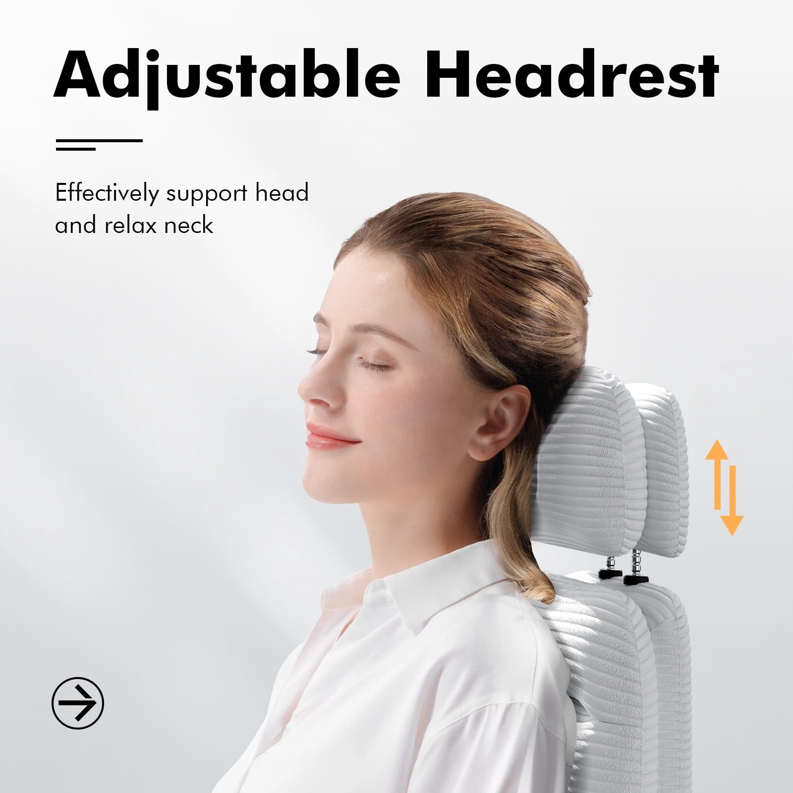 HomeZeer Criss Cross Chair with Flip-up Arms, Executive Criss Cross Legged Office Chair with Footrest, Swivel Corduroy Computer Desk Chair with Lumbar Pillow & Headrest for Home Office, White