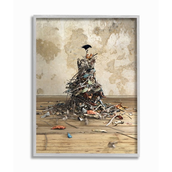 Stupell Industries A Crows Collection Animal Bird Design Graphic Art Gray Framed Art Print Wall Art, 16x20, by Cynthia Decker