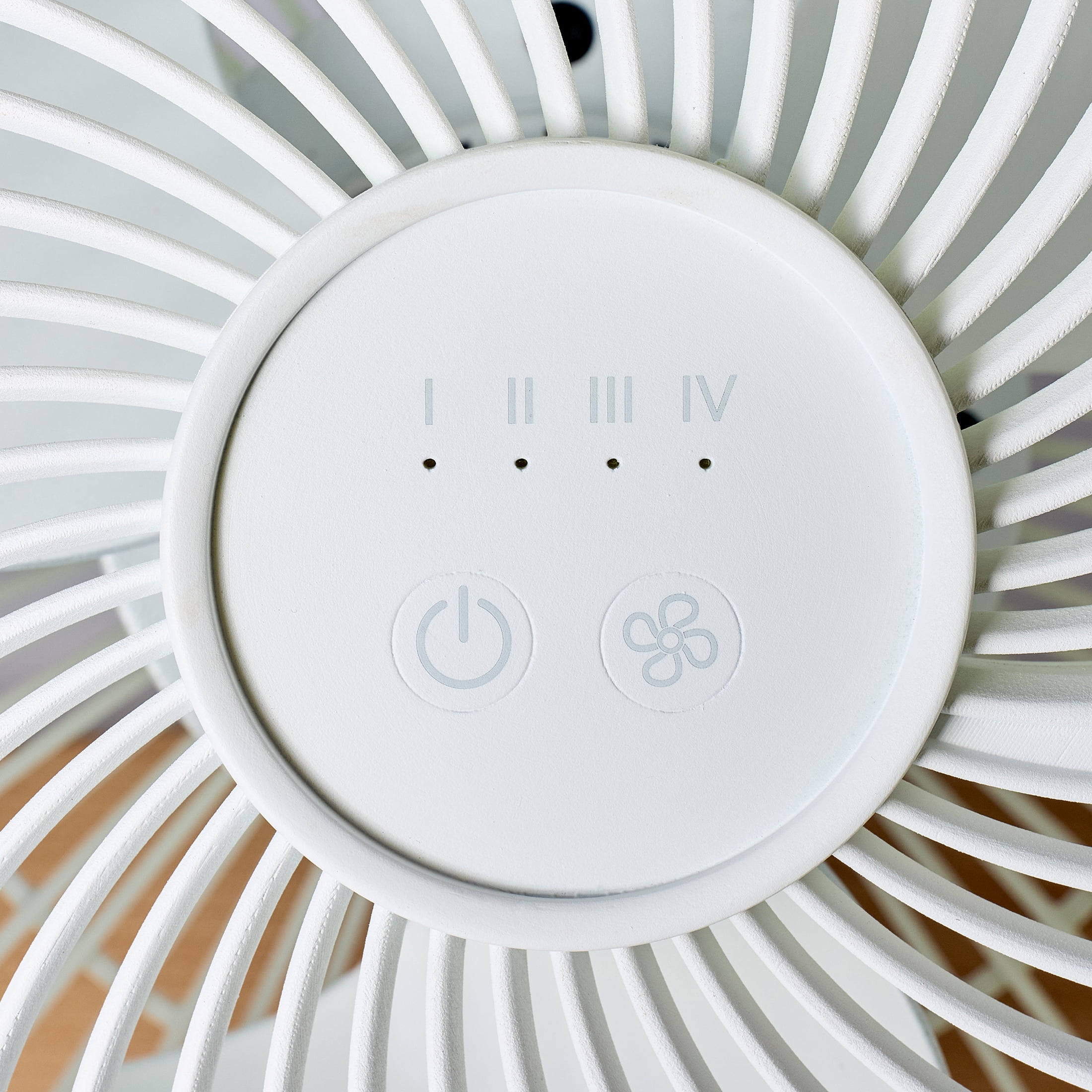 Better Homes & Gardens 8'' 4-Speed Wood Tabletop Fan, Juliet Collection, White and Light Honey