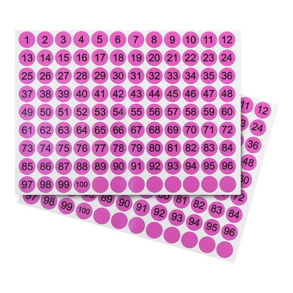 Uxcell Round Number Sticker 0.8", Round Number Decal Labels 1 to 100 Consecutive Number Sticker, Pink 15 Pcs