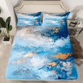 thumbnail image 2 of Feelyou Watercolor Abstract Ombre Queen Sheet Sets, Art Oil Printing Flat Sheet, Teens Adult Women Men Queen Fitted Sheet, Ultra Soft Bedroom Decor, 4pcs, 2 of 7
