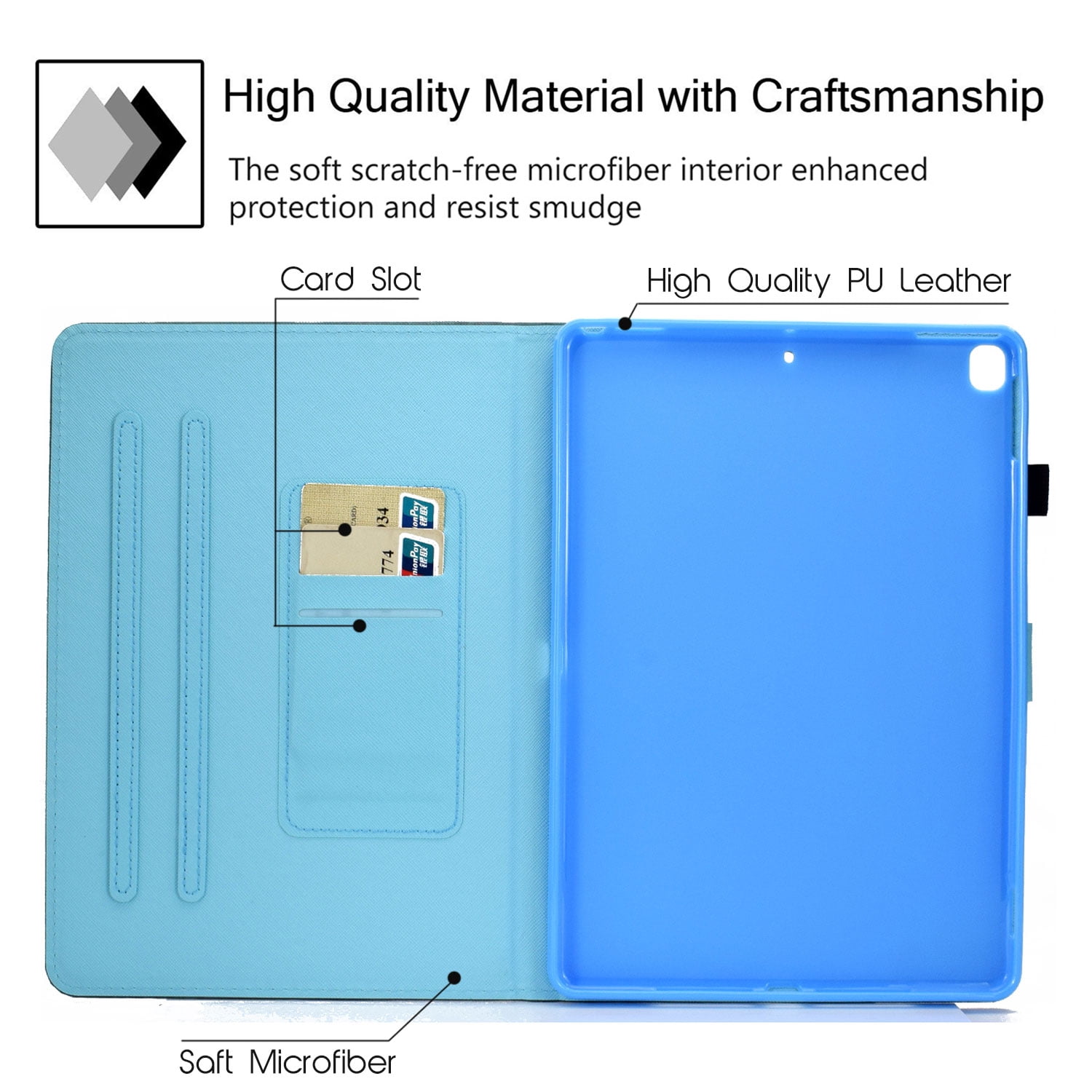 New iPad 10.2" Case 2019 (7th Generation), Allytech Slim Fit Smart Cover with Auto Sleep Wake Multi Angle Stand Pencil Holder Protection Folio Flip Shell Cover for Apple iPad 10.2 Inch, Butterflies