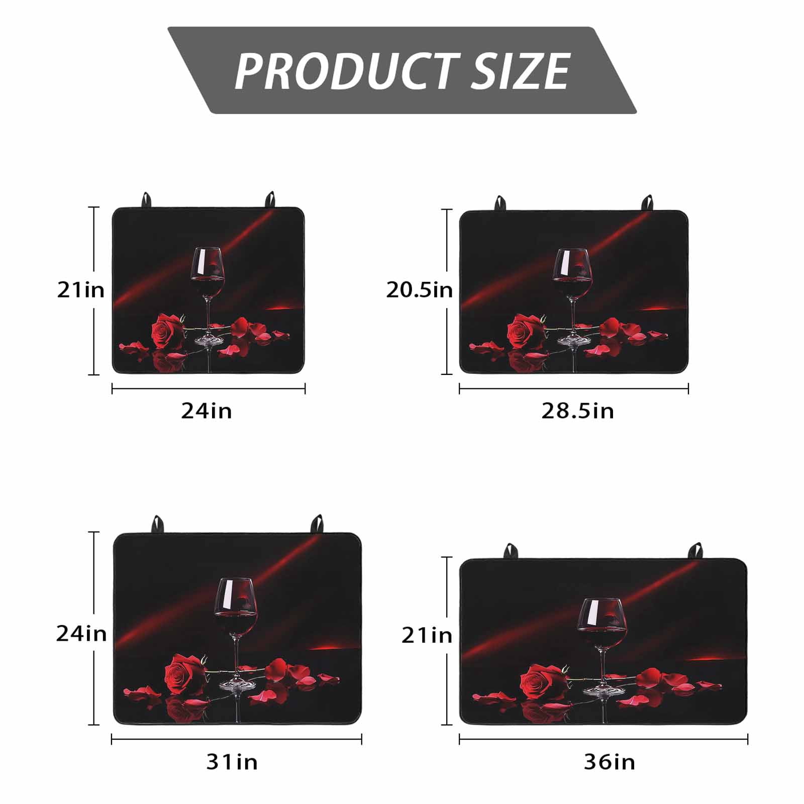 Valentine's Day Stove Top Cover for Electric Stove, Heat-proof & Non Slip Glass Top Stove Cover Protector, Red Roses Floral Romantic Black Spring Kitchen Flat Cooktop Rubber Mat 24x21 Inches