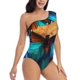 thumbnail image 3 of Sikiie Vibrant Rainbow Butterfly A Print Women One Piece Swimsuits Tummy Control One Shoulder Bathing Suits Ruffle Swimwear, From S to XXL-Large, 3 of 6