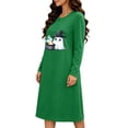 thumbnail image 4 of Women's Halloween Cute Print Lounge Dress Long Sleeve Crew Neck Casual Sleepwear Nightgown, 4 of 6
