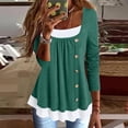 thumbnail image 2 of Womens Plain Tshirts Long Sleeve Going Out Tops for Women Fall Fashion Solid Color Button Loose Blouses Casual Green 2XL, 2 of 7
