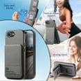 thumbnail image 3 of For iPhone 16e Wallet Phone Case,Twill Pattern Design,With Card Slots,Flip Premium PU Leather Magnetic Closure Kickstand Heavy Duty Protective Shockproof Rugged Phone Case,Gray, 3 of 9