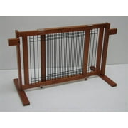 Crown Pet Freestanding Wood/Wire Pet Gate, Rubberwood 21" High -Large Span