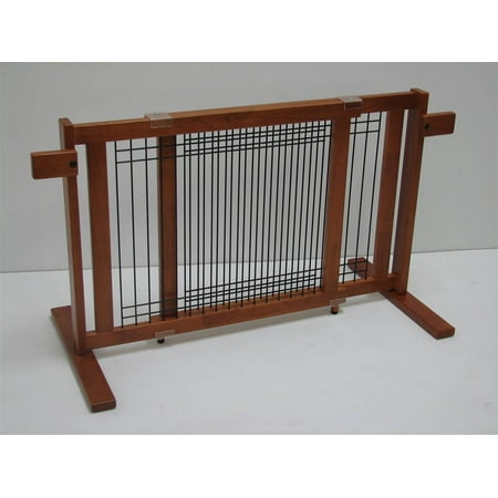 Crown Pet Freestanding Wood/Wire Pet Gate, Rubberwood 21" High -Large Span