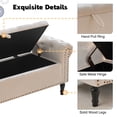 thumbnail image 5 of Aemeios 67" Linen Storage Bench Upholstered Button-Tufted End of Bed Storage Ottoman Benches with Arms for Entryway Cloakroom, Beige, 5 of 9