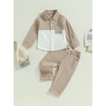 thumbnail image 2 of GXFC Toddler Boys Fall Shirt Outfits 6M 12M 18M 2T 3T 4T Kids Boys Long Sleeve Button-down Shirt Tops and Sweatpants Pants Children Boys Autumn Casual Two Piece Set, 2 of 8