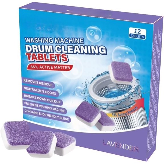 Washing Machine Cleaner Descaler | Deep Cleaning Tablets For HE Front & Top Load Washer, Septic Safe  Deodorizer, Clean Inside Drum and Laundry Tub Seal (Lavender Scent - 12 Count)