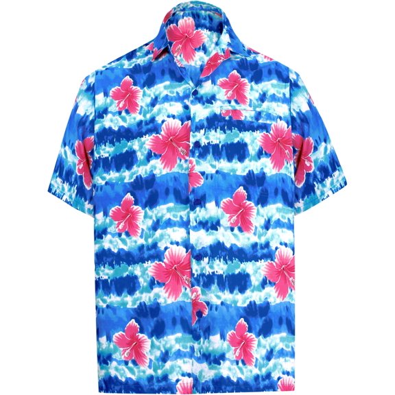 HAPPY BAY Men's Funky Beach Party Tropical Floral Shirts Short Sleeve Button Down Hawaiian Shirt for Men 7XL Tides, Flower Stripes