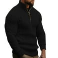 thumbnail image 2 of safuny Men's Fashion Solid Color Pullover Stand Collar Sweatshirts Zipper Casual Retro Knitted Sweaters Loose Ribbed Shirts Big&Tall Stretch Long Sleeve Tops Workout Black L, 2 of 6
