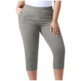 thumbnail image 4 of Plus Size Capri Leggings for Women Stretch Knee Length Pull On Capris Elastic Waist Casual Slim Fit Workout Pants Gray 4XL, 4 of 7
