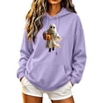 thumbnail image 2 of Ounisa Women's Halloween Print Hooded Long Sleeve Pullover Sweatshirt, Soft Cozy Top for Fall Casual Wear, 2 of 4