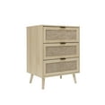 thumbnail image 6 of 3-Drawer Dresser, Modern Rattan Dressers Chest of 3 Drawers with Metal Handles, Clothes Organizer for Living Room, Bedroom, Wood Cabinet Bedside Table Dressers, Natural, 6 of 9
