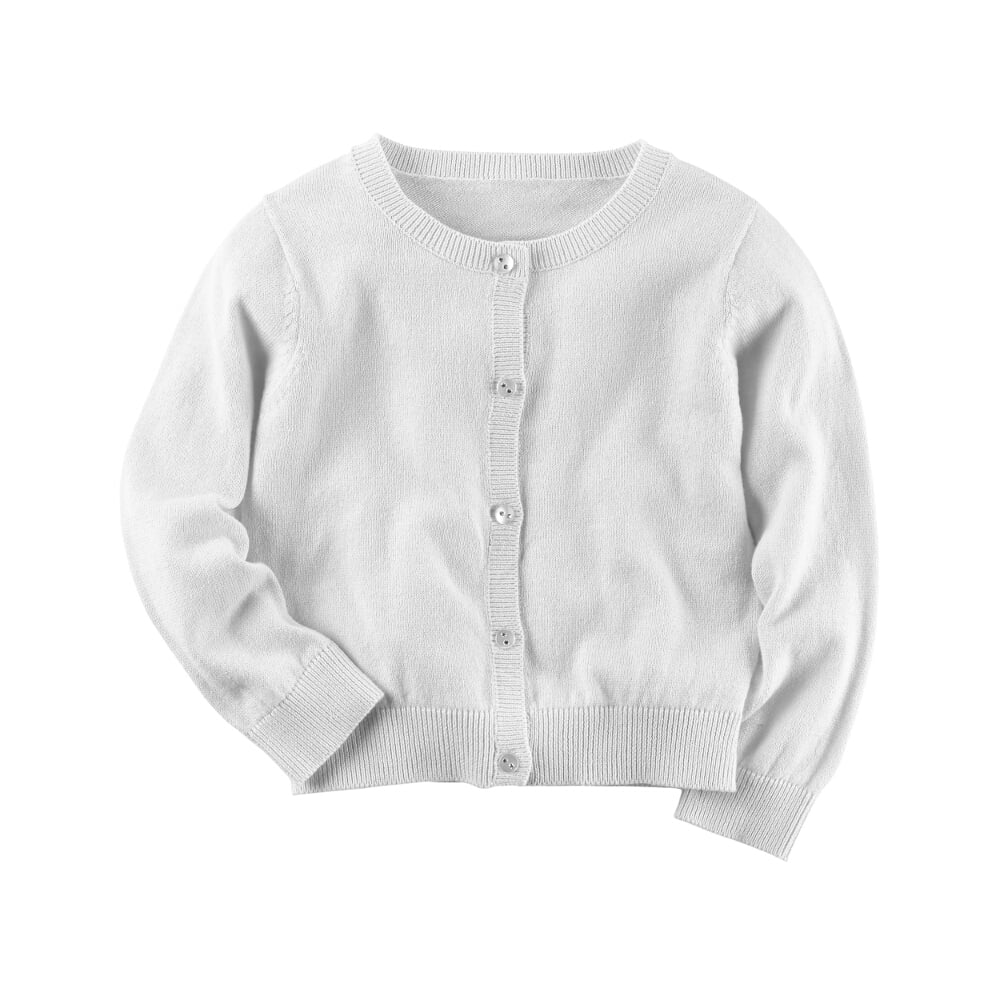 Carters Little Girls Rhinestone Button Cardigan White