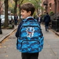 thumbnail image 2 of Uorisanigo Kids School Backpack for Elementary Preschool, Breathable Blue Cartoon Dinosaur Backpack with Adjustable Shoulder Straps, Large Capacity Daypack for Camping Vacation, 2 of 7