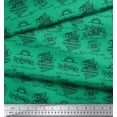 thumbnail image 3 of Soimoi Green Georgette Viscose Fabric Sun & Text Printed Fabric 1 Yard 42 Inch Wide, 3 of 3