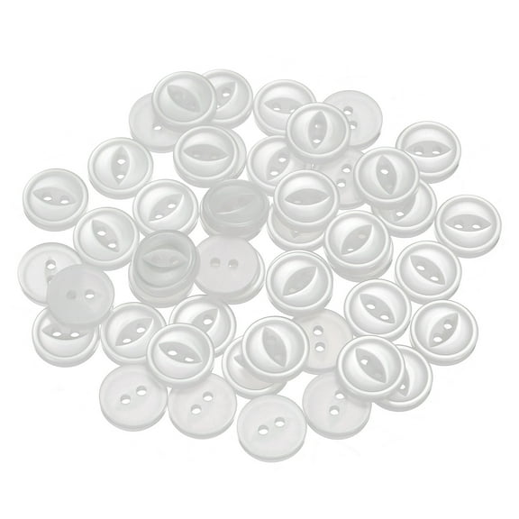 Uxcell 50pcs 20L Cream White Round Sewing Buttons 12.5mm 1/2" Resin 2-Hole Fish Eye Craft Replacement Button