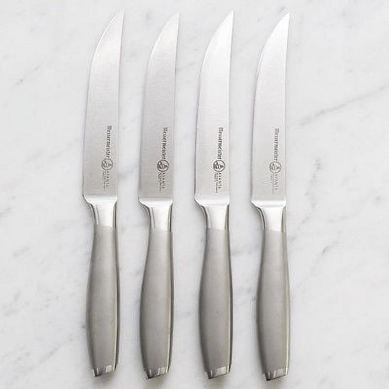 Messermeister Avanta Stainless Steel Fine Edge Steak Knife Set, 4 Piece,  Silver 