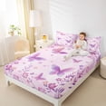 thumbnail image 3 of Erosebridal Flying Purple Butterflies Full Size Sheets 4-Piece For Girls,Dreamy Floral Flowers Bed Sheets, 3 of 5