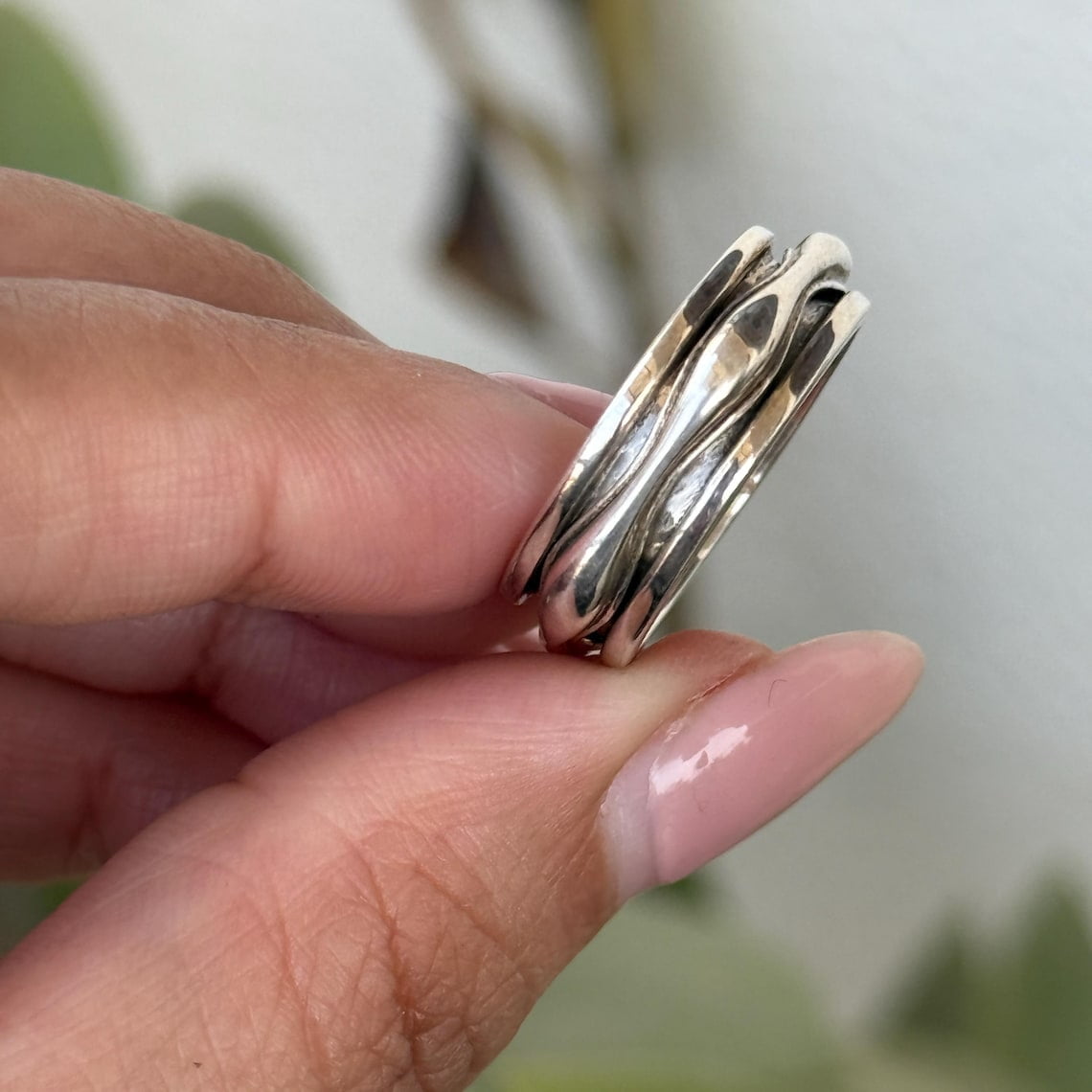 SS DESIGNS- Handmade Boho Fidget Spinner ring for women, 925 boho Spinner ring for her, Thumb spinner ring for her, Birthday gift rings