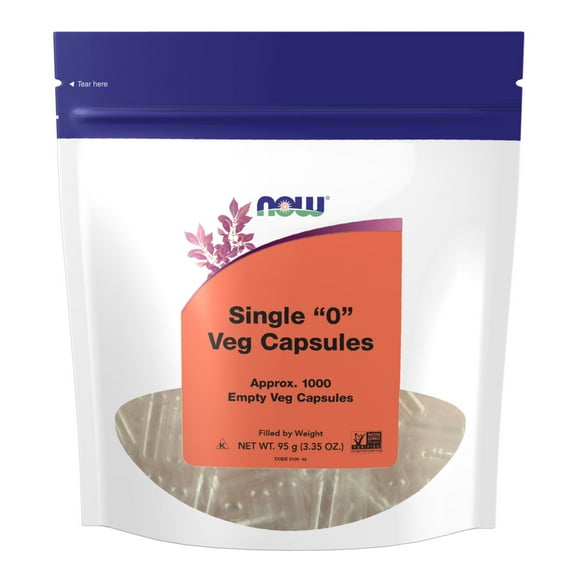 NOW Supplements, Empty Vegetarian Capsules, Single "0", Filled by Weight, Non-GMO Project Verified, 1,000 Veg Capsules