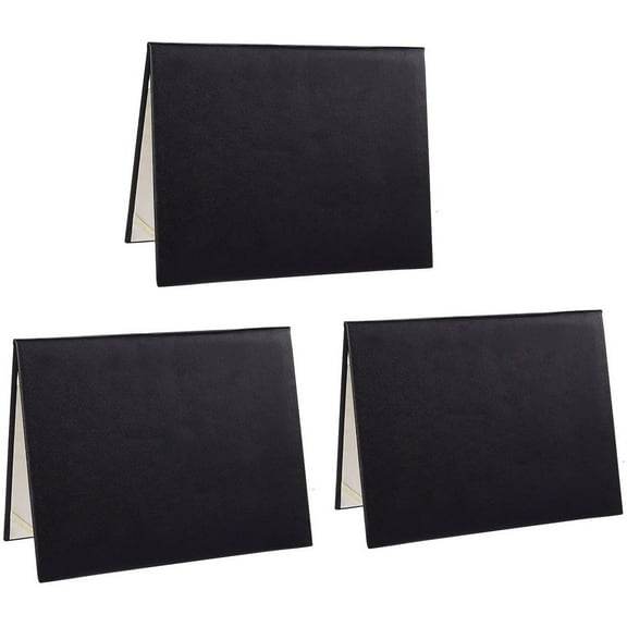 Juvale Certificate Frame Bulk - Black Faux Leather, 11.5 x 9 x 0.37 In, 3 Pack, Minimalist - Diploma & Document Holder for Office Product Display