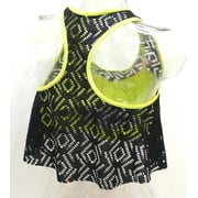SO Black 2-Piece Mesh Flounce Midkini Racerback Bikini Top Swimwear Juniors Womens XS