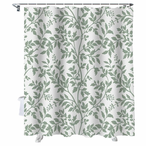 Shower Curtains Green Leaf Bath Curtain Tropical Leaves Plant Waterproof Bathroom Shower Curtain Set with Hooks Decoration 36 x 72 Inches