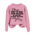 thumbnail image 1 of WEAIXIMIUNG Sweat-Shirt pour Femmes Zip Noir Sweat-Shirt à Manches Longues Col Rond Imprimé "Please don't Be Rude", 1 of 4