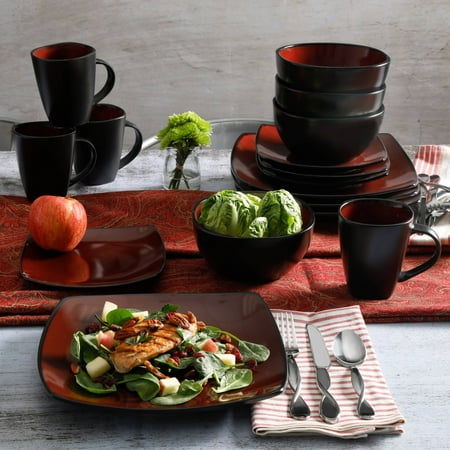 Cream 16 Piece Dinnerware Set - Gibson Home Soho Lounge Square Stoneware 16-piece Dinnerware Set