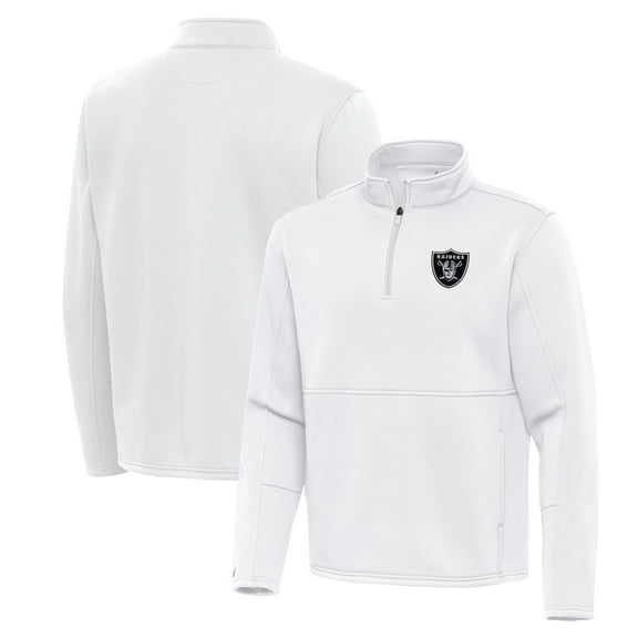 Men's Antigua White Las Vegas Raiders Twist Quarter-Zip Pullover Jacket