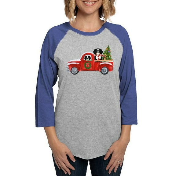 CafePress - Christmas Berner Red Truck Long Sleeve T Shirt - Womens Baseball Tee