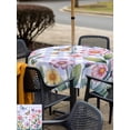 thumbnail image 5 of Outdoor Tablecloth with Umbrella Hole for Patio/Picnic/Party/Camping, Pink Flowers Waterproof Table Cloth Square Cover Washable, Spring Floral Butterfly Leaves Plants Blue Plaid (54"x 54"), 5 of 8