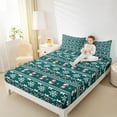 thumbnail image 4 of Manfei Lovely Snowmen Bed Sheets,Xmas Dessert Candy Cnae King Sheets,Teal Red White Sheet Set For Girl Boy,Breathable Home Decor,4-Piece, 4 of 7