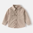 thumbnail image 2 of Ticikt Boys Corduroy Shirt Jacket Long Sleeve Casual Open Front Shirt with Collar for Kids Toddler,Color:Khaki,Size:4-5 Years, 2 of 3