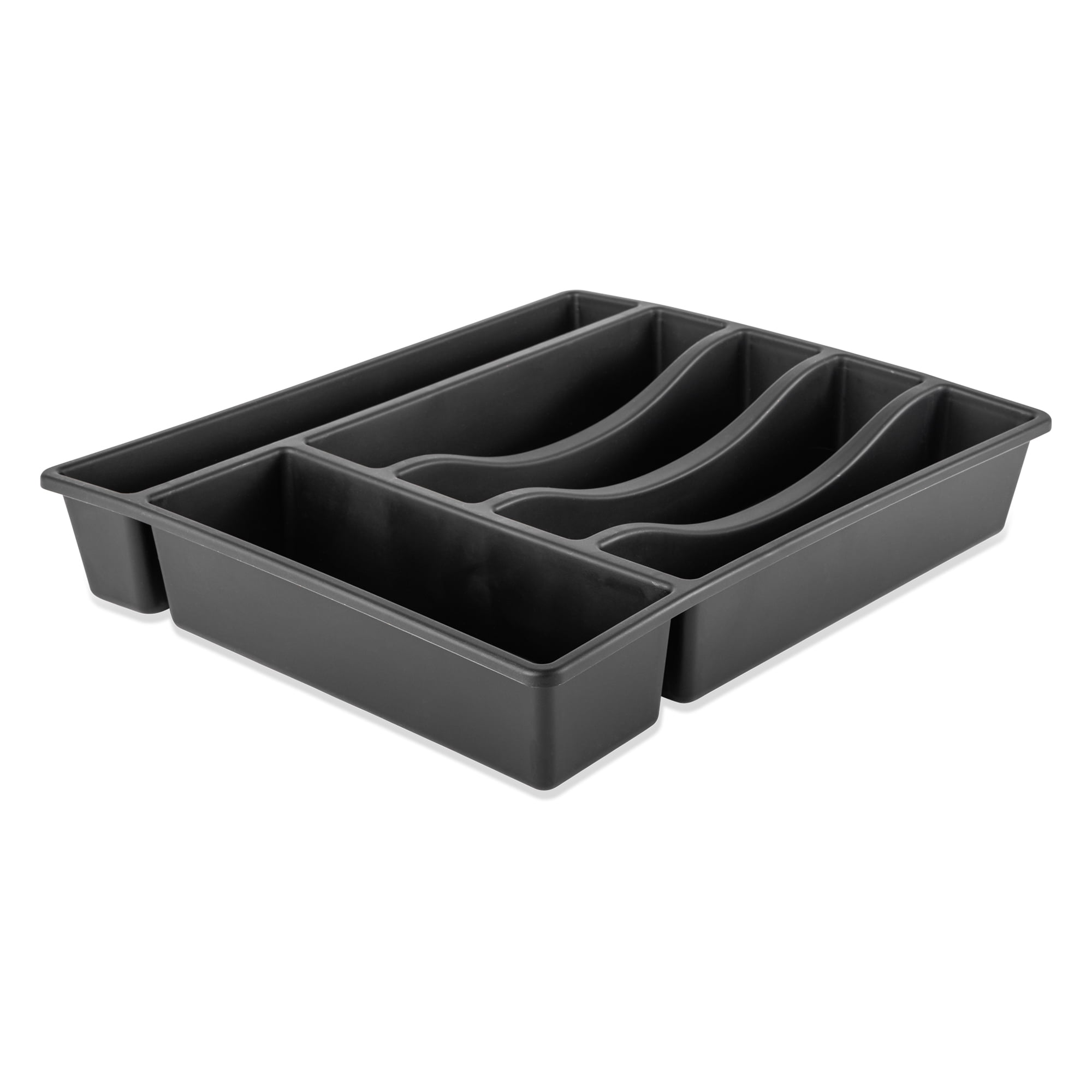(2 pack) Thyme & Table Plastic 6 Compartment Utensil Organizer, Black and Gold