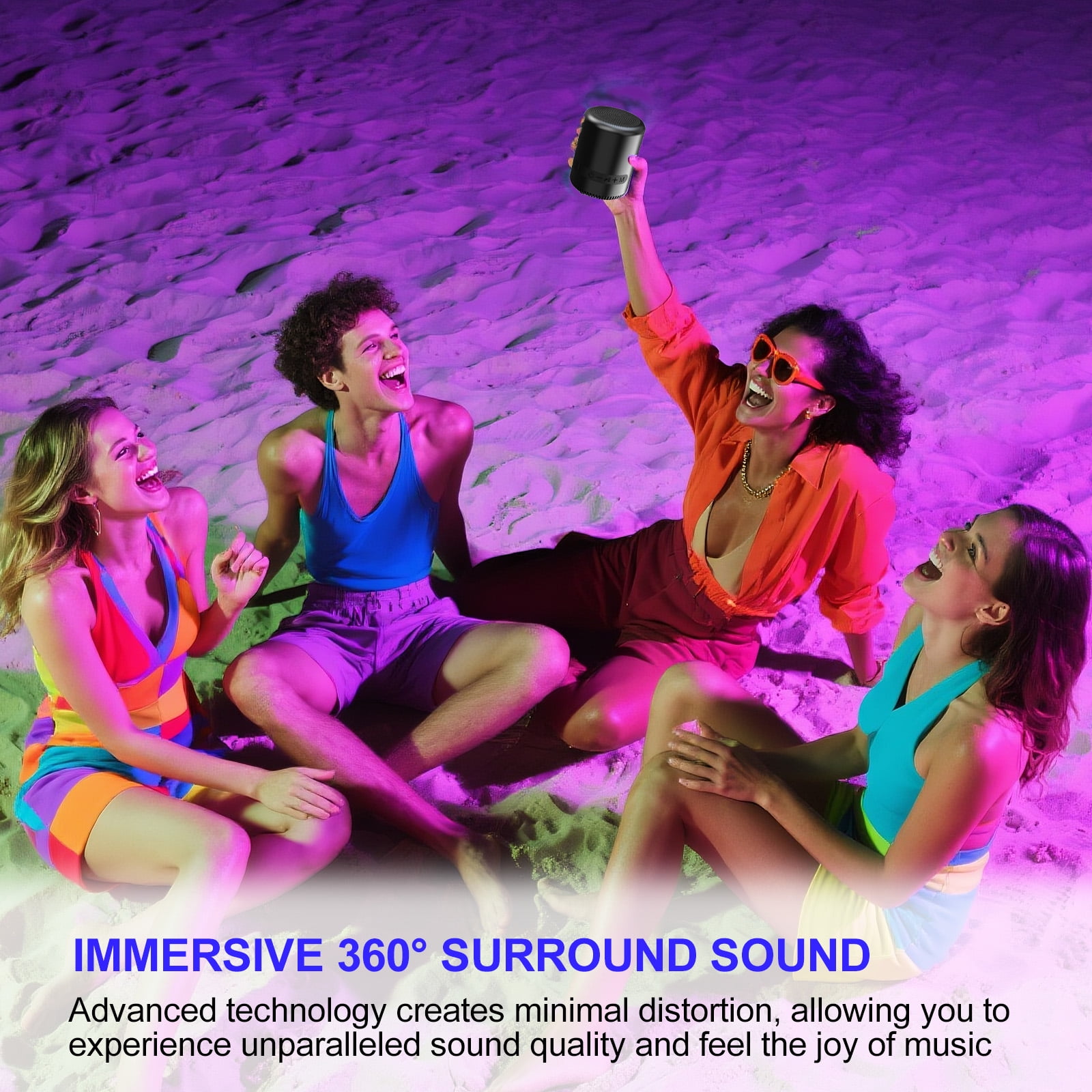 Jierben Bluetooth Speaker with Deep Bass, Waterproof Shower Speaker, Bluetooth 5.3 16W 5H Playtime, AUX-in/TF Card, Colorful RGB Lighting